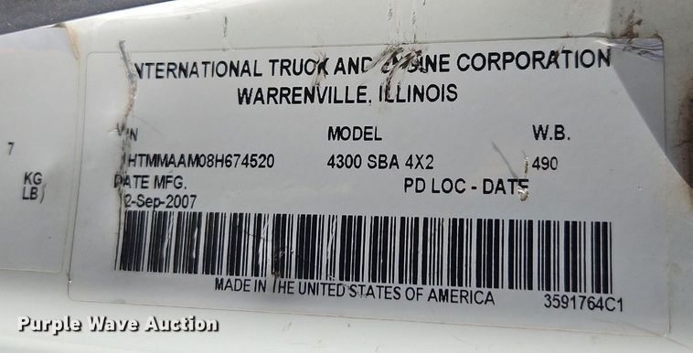 image for item EI3821 2008 International 4300 ProStar forestry bucket truck