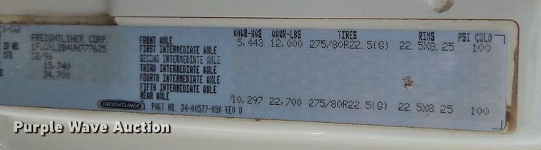 image for item EI3842 1997 Freightliner  FL70 semi truck