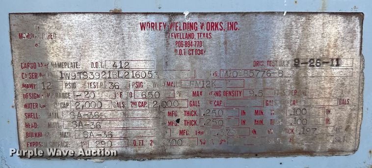 image for item EJ0545 2011 Worley vacuum trailer