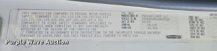 image for item EJ5394 2006 Freightliner Business Class M2 box truck