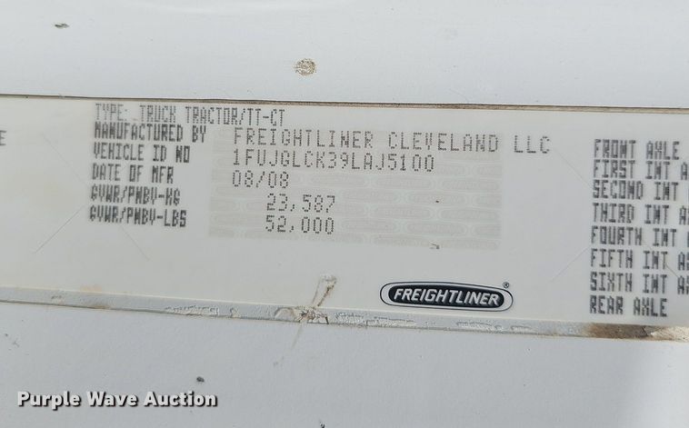 image for item EJ5400 2009 Freightliner Cascadia 125 semi truck