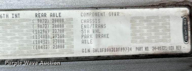 image for item NL9830 2014 Freightliner Coronado glider kit semi truck