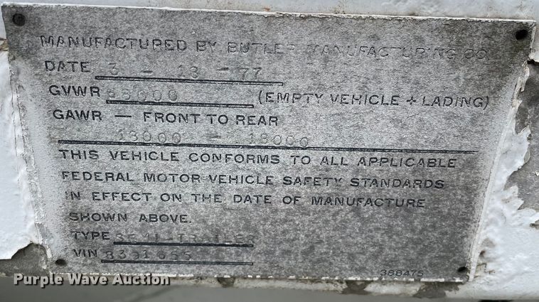 image for item OG9866 1977 Butler MFG pneumatic dry bulk trailer