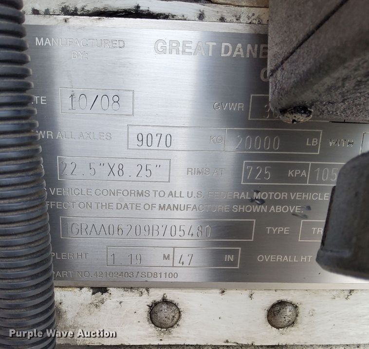 image for item OG9944 2009 Great Dane  CLR-1114-12053 refrigerated van trailer