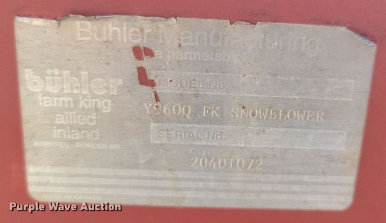 image for item DG0603 Buhler Y9600 FK snow blower