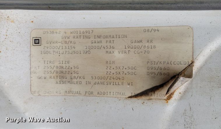 image for item DI3053 1995 GMC TopKick C6500 box truck