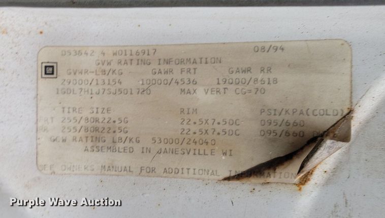 image for item DI3053 1995 GMC TopKick C6500 box truck