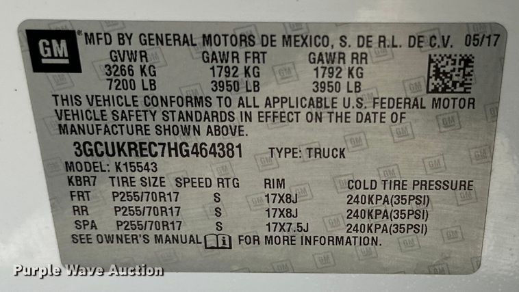 image for item DK6613 2017 Chevrolet  Silverado 1500 Crew Cab pickup truck