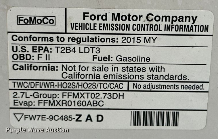 image for item DK6615 2015 Ford F150 SuperCrew pickup truck