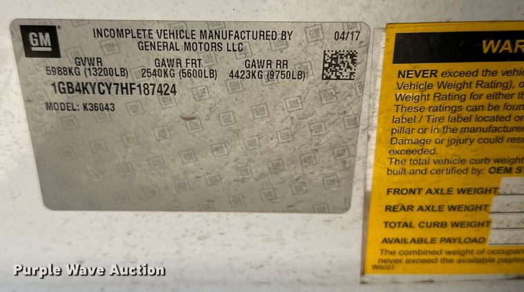 image for item DK6626 2017 Chevrolet Silverado 3500 HD Crew Cab flatbed pickup truck