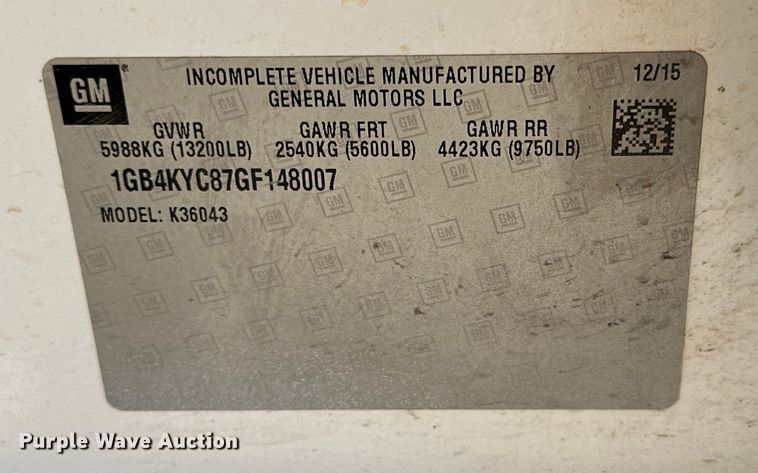 image for item DK6633 2016 Chevrolet Silverado 3500 HD Crew Cab flatbed pickup truck