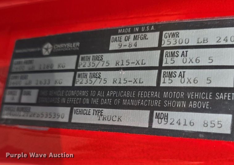 image for item DM1695 1985 Dodge Ram Charger SUV