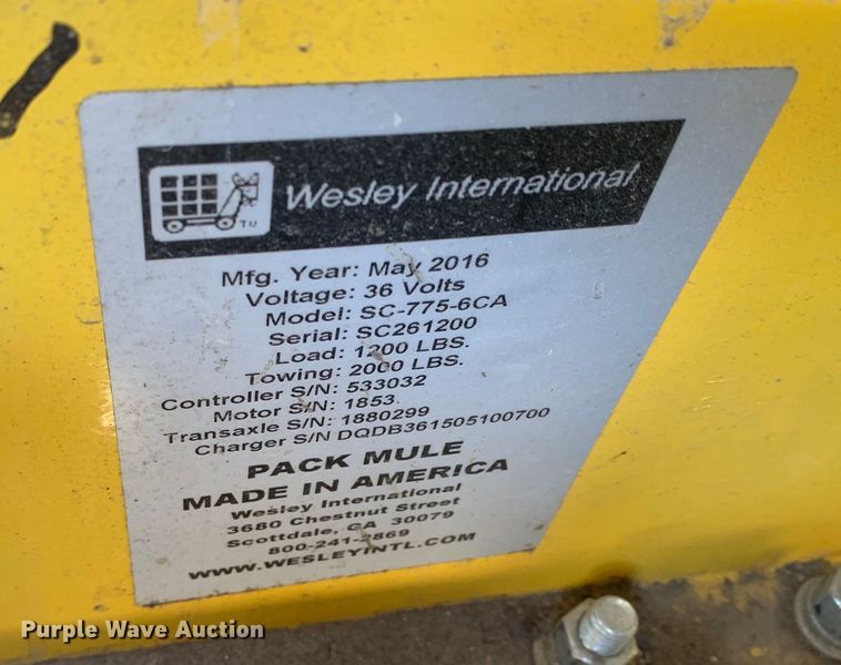 image for item DM7865 2016 Pack Mule SC-775-6CA utility cart