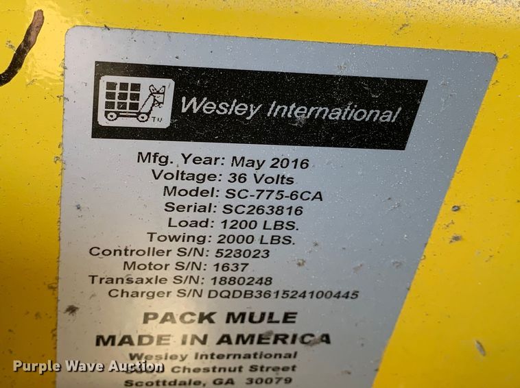 image for item DM7866 2016 Pack Mule SC-775-6CA utility cart