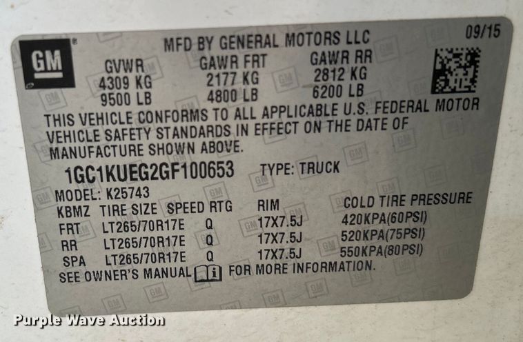 image for item DO6485 2016 Chevrolet Silverado 2500HD Crew Cab pickup truck