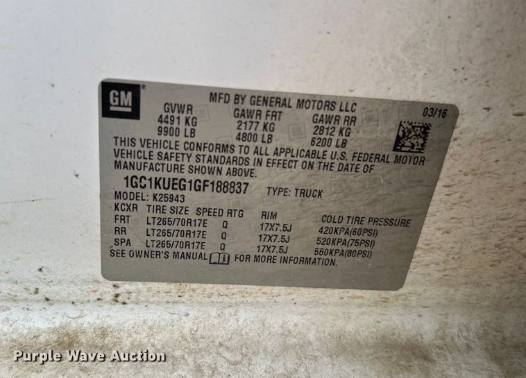 image for item DO6488 2016 Chevrolet Silverado 2500HD Crew Cab pickup truck