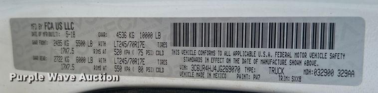 image for item DO6495 2018 Dodge Ram 2500HD Crew Cab pickup truck