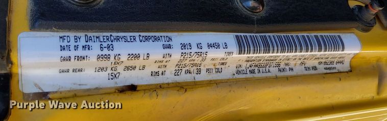 image for item DQ6114 2003 Jeep Wrangler Sport SUV