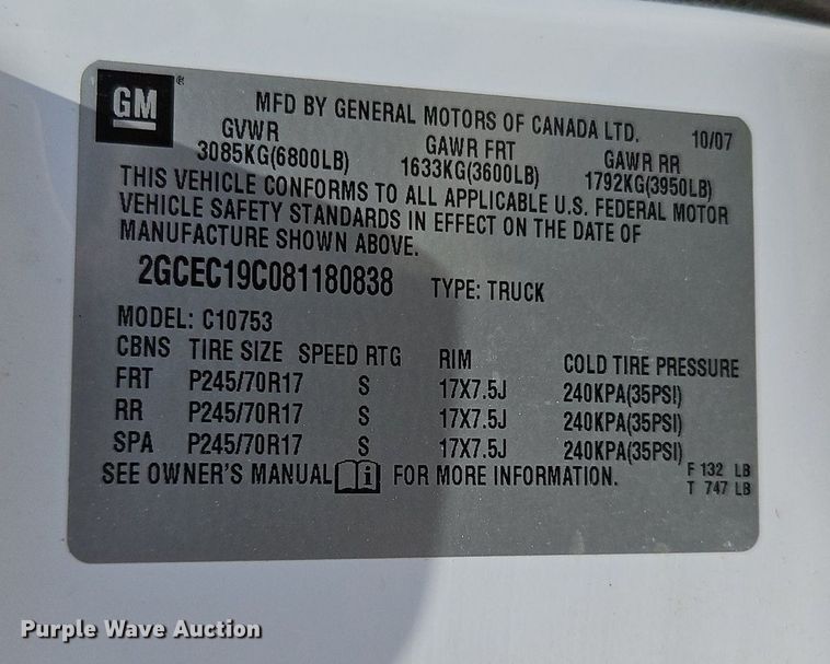 image for item DR8602 2008 Chevrolet  Silverado 1500 Ext. Cab pickup truck