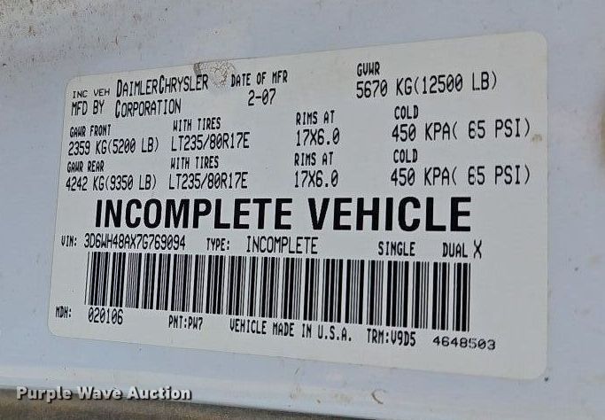 image for item DR8603 2007 Dodge Ram 3500HD Quad Cab flatbed pickup truck