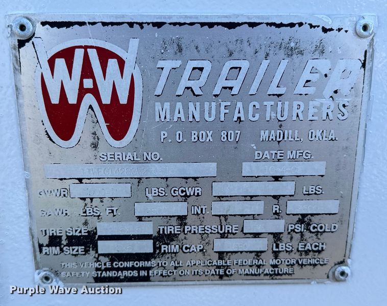 image for item EG1546 2003 W-W  enclosed cargo trailer