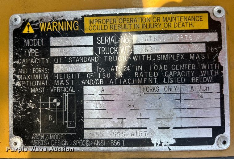 image for item EG1605 2000 Caterpillar GC15K forklift