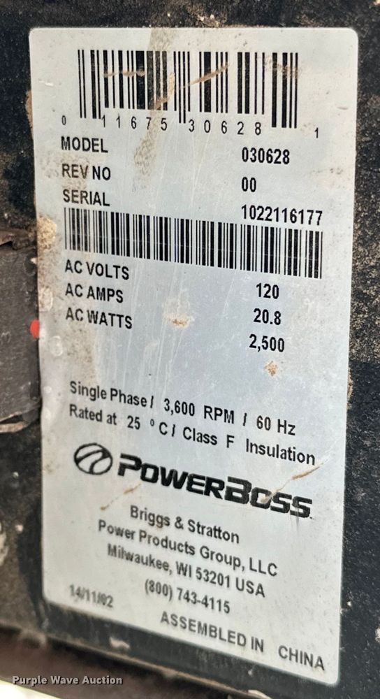 image for item EG1618 PowerBoss 030628 generator