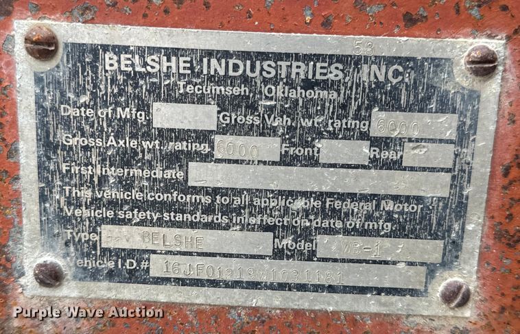 image for item EH6751 1998 Belshe WB-1 equipment trailer