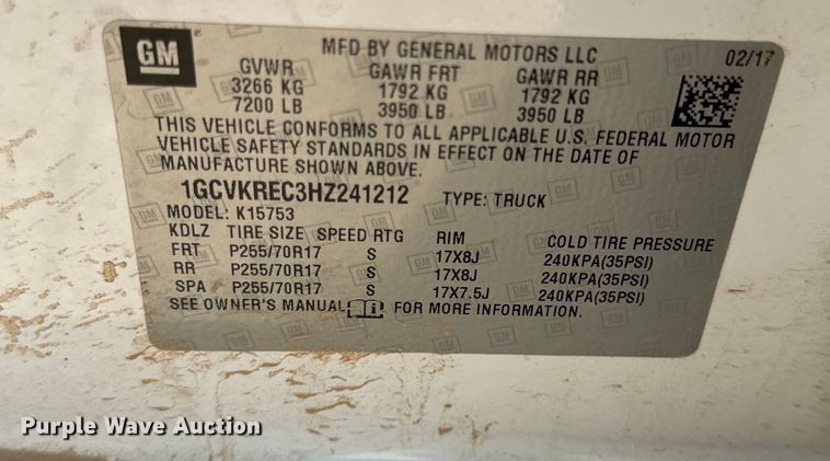 image for item EH6819 2017 Chevrolet  Silverado 1500 LT Double Cab pickup truck