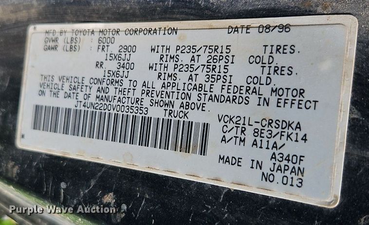 image for item EI3856 1997 Toyota  T100 XtraCab pickup truck