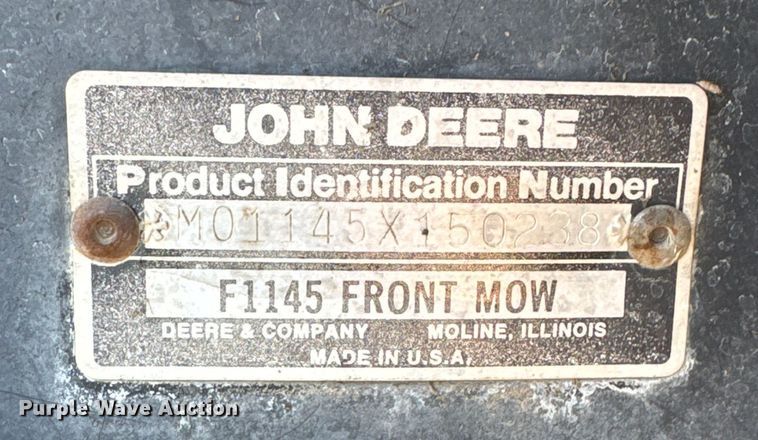 image for item EJ2811 John Deere F1145 lawn mower