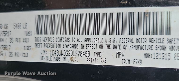 image for item EJ5485 2013 Jeep Wrangler  SUV