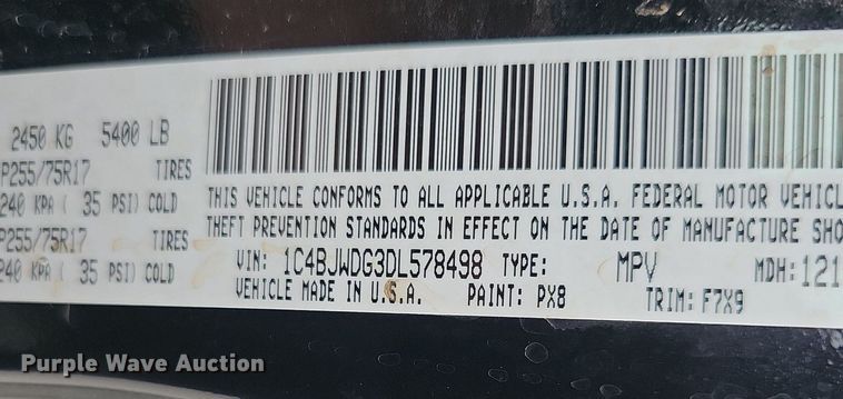 image for item EJ5485 2013 Jeep Wrangler  SUV