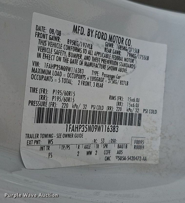 image for item EJ5518 2009 Ford Focus SE 