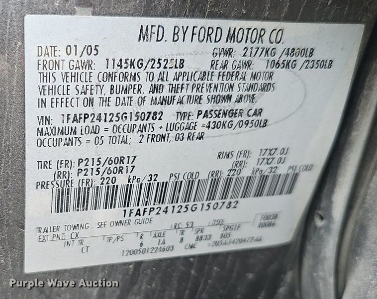 image for item EJ5539 2005 Ford Five Hundred SEL 