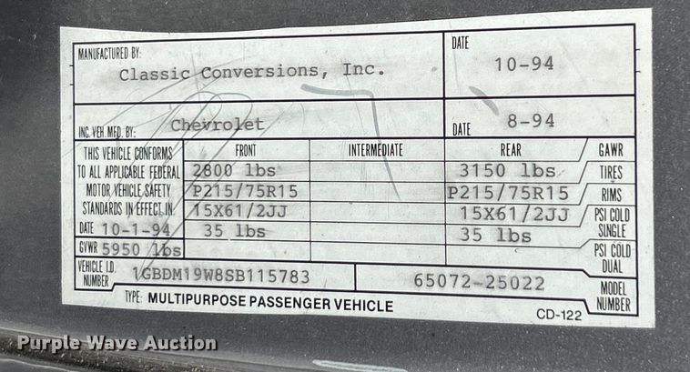 image for item EK4420 1995 Chevrolet Astro van