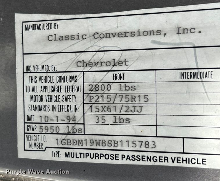 image for item EK4420 1995 Chevrolet Astro van