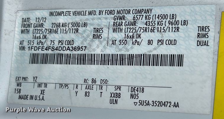 image for item EK4667 2013 Ford E450 Super Duty shuttle bus