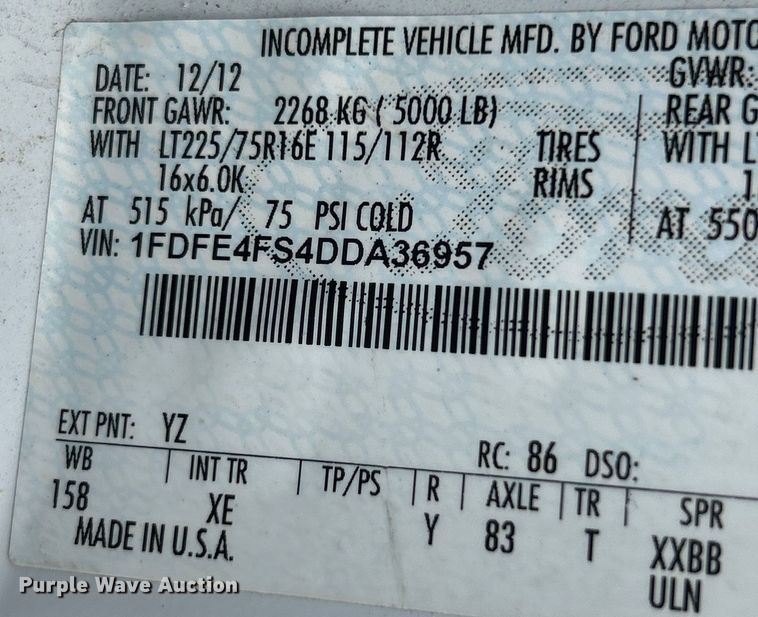 image for item EK4667 2013 Ford E450 Super Duty shuttle bus