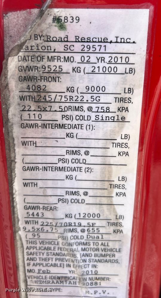 image for item EK4691 2010 International 4400 SBA LP ambulance