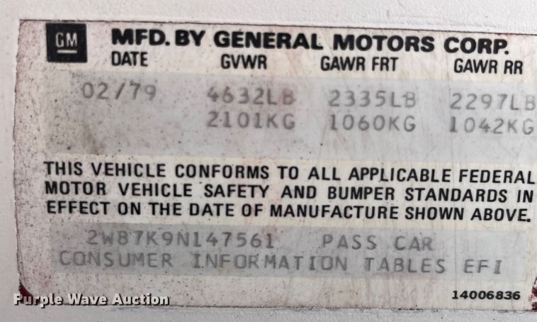 image for item EK8527 1979 Pontiac Firebird Trans Am 