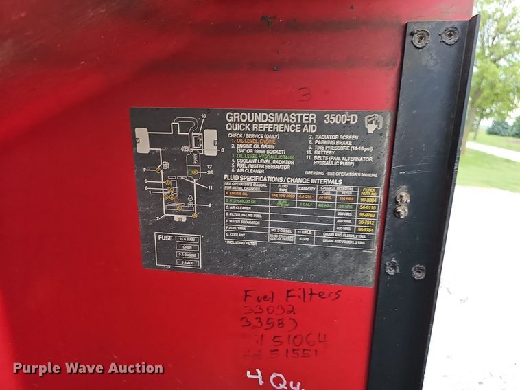 image for item IO9943 Toro  Groundmaster 3500D Sidewinder lawn mower