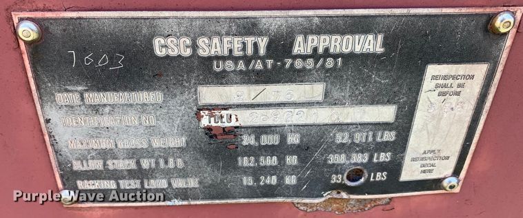 image for item JT9853 1976 CSC shipping container 