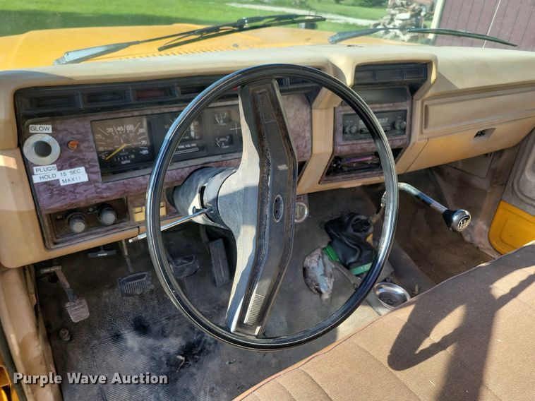 image for item KB9022 1985 Ford F350 pickup truck cab and chassis with tree spade