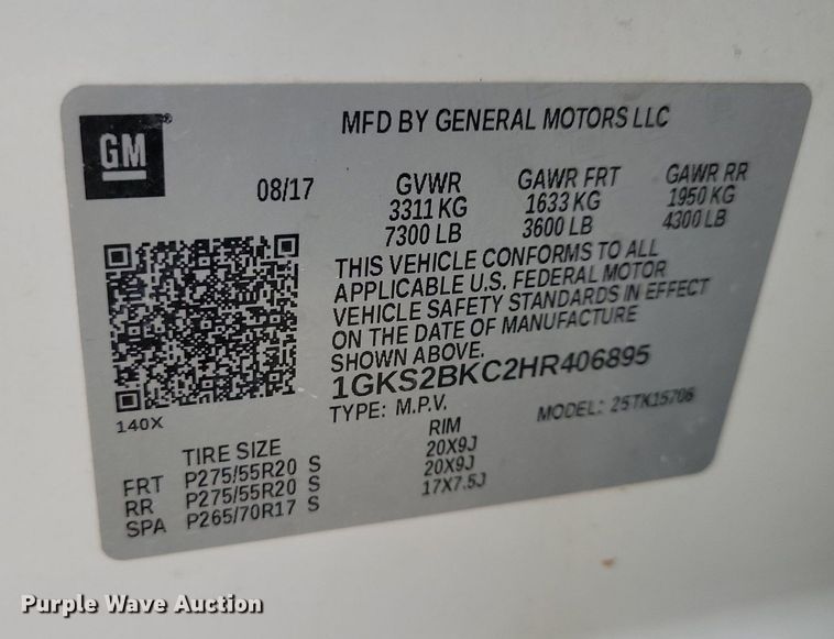 image for item KB9024 2017 GMC Yukon SUV