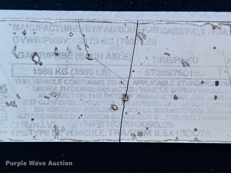 image for item KH9588 2016 Carry-On utility trailer