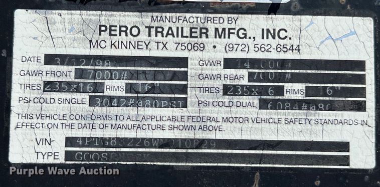 image for item LU9868 1998 Pero equipment trailer