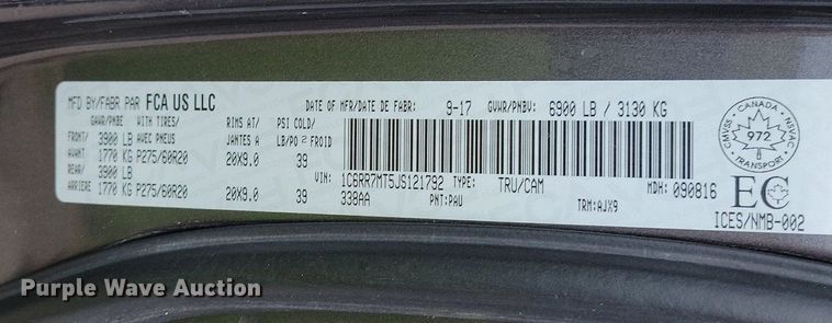 image for item MJ9438 2018 Dodge Ram 1500 Crew Cab pickup truck