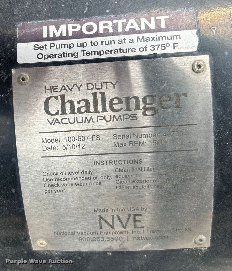 image for item NB9410 (3) Challenger 100-607-FS 607 Heavy Duty vacuum pumps