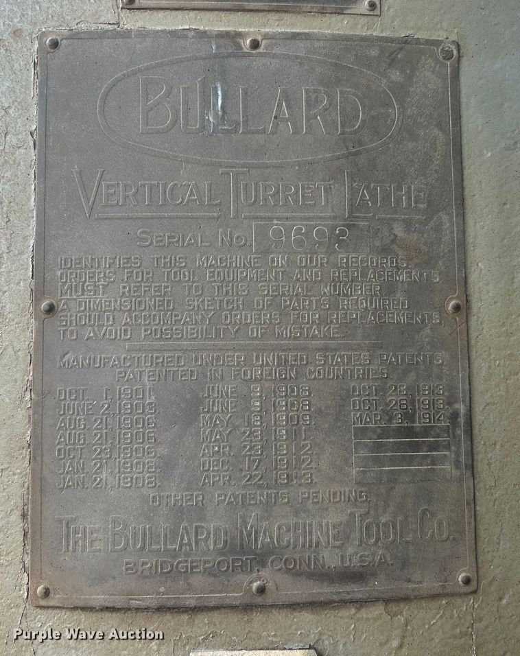 image for item NB9412 Bullard vertical turret lathe